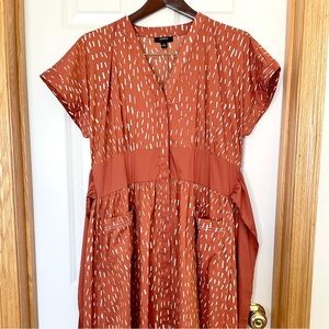 Burnt-orange midi dress